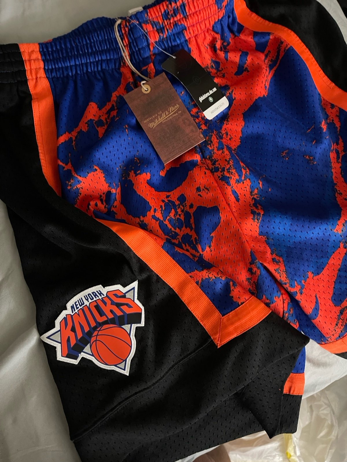 MITCHELL & NESS NBA TEAM MARBLE SWINGMAN SHORTS NY KNICKS 1996