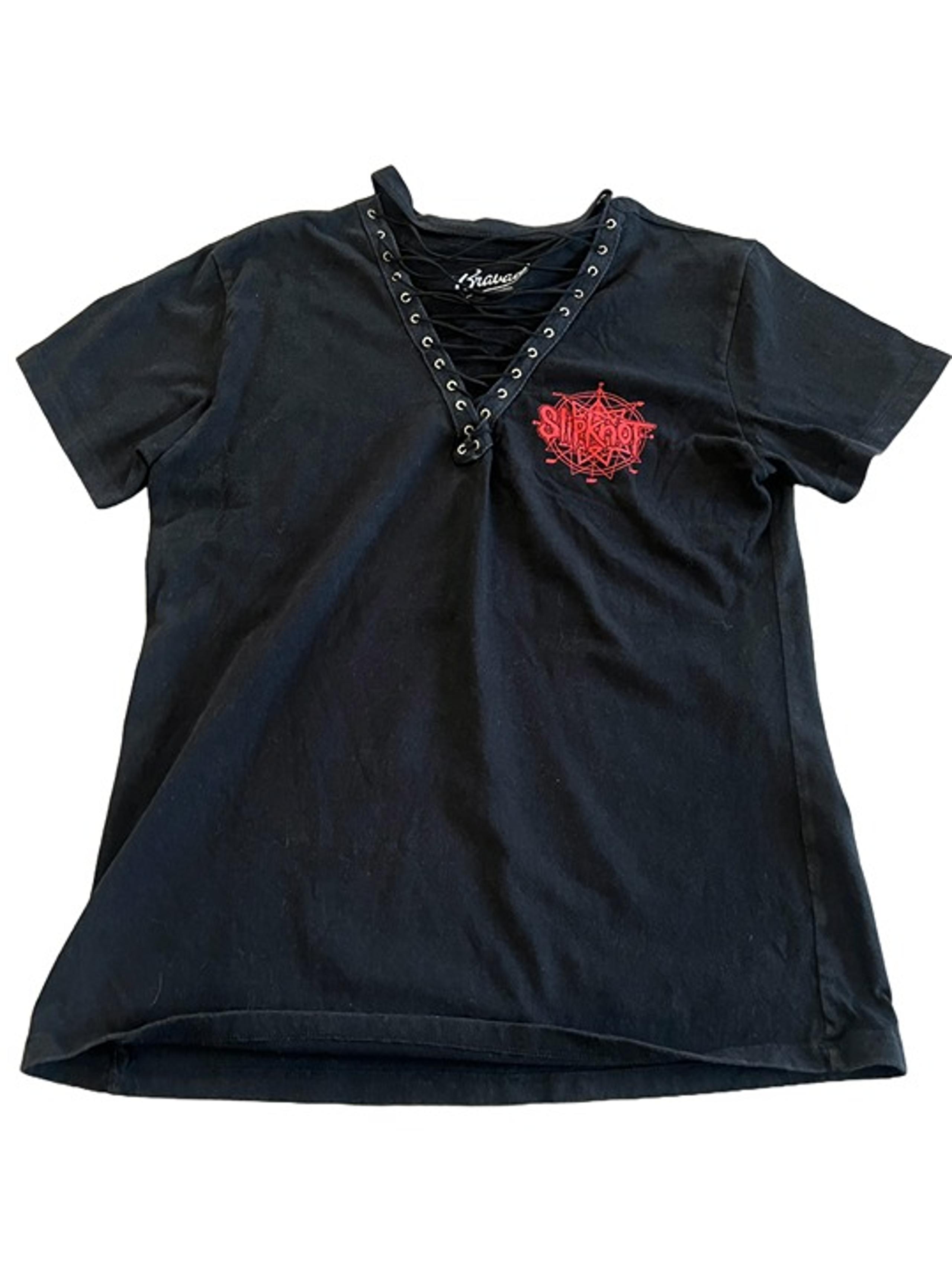 Bravado Women's XL Lace Up Short Sleeve Slipnot T-Shirt Black