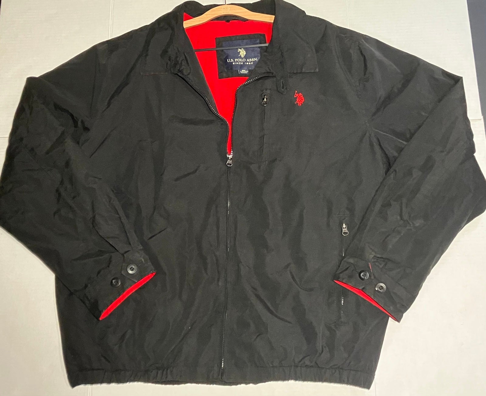 U.S. POLO ASSN FLEECE-LINED JACKET MENS SIZE XXL 2XL BLACK/RED