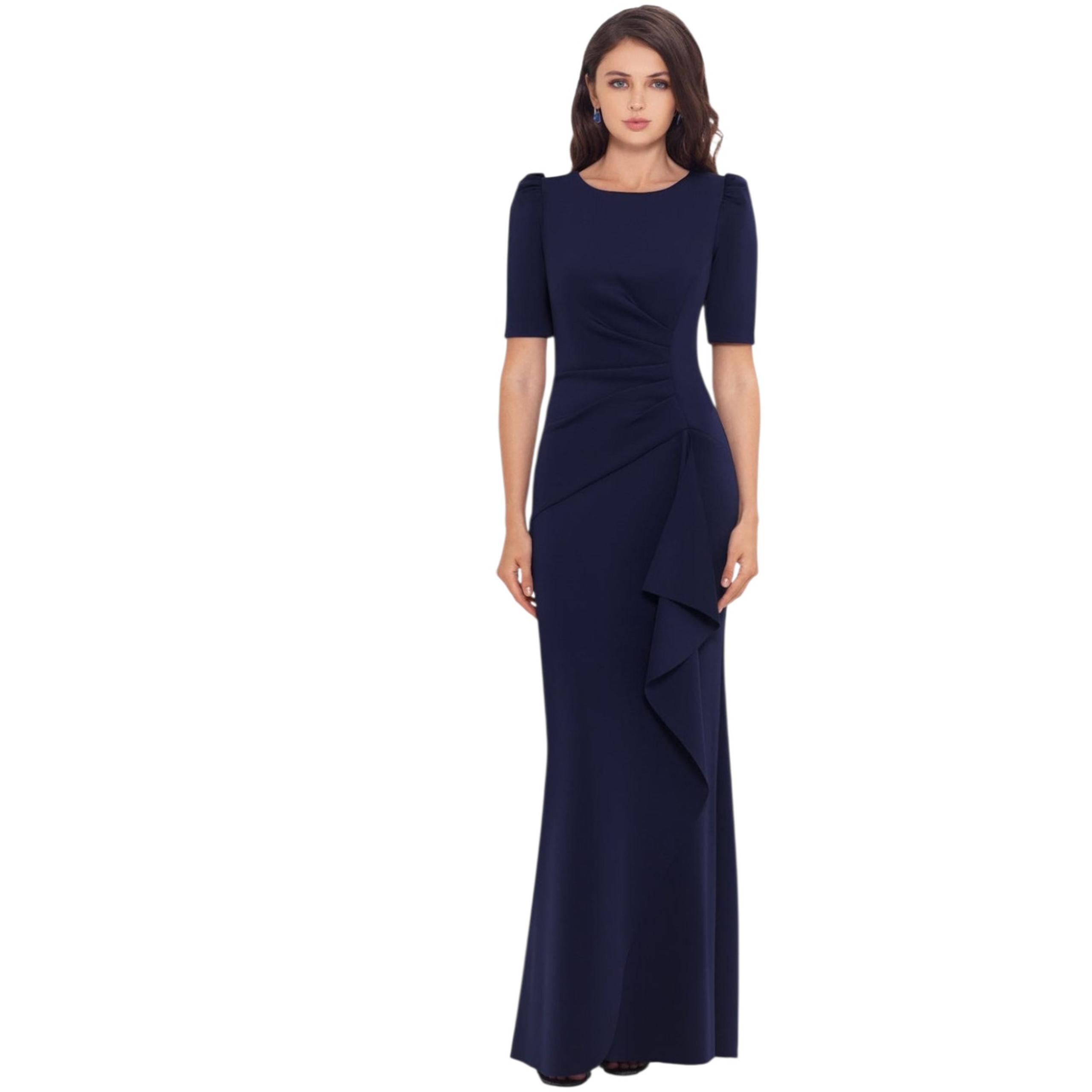 $218 NWT Xscape Formal Evening Gown Womens 12 Blue Special Occasion Maxi Dress