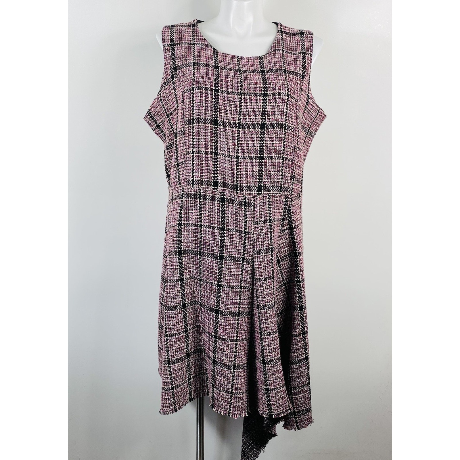 Ashley Stewart Plus Size 20 Tweed Boucle Sleeveless Dress Pink