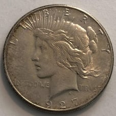 1927 S PEACE SILVER DOLLAR AU SCARCE SEMI KEY DATE WITH ORIGINAL LUSTER