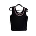 St. John Marie Gray Top Womens XS Cropped Knit Tank Shell Black Pink Scoop Neck