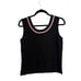 St. John Marie Gray Top Womens XS Cropped Knit Tank Shell Black Pink Scoop Neck