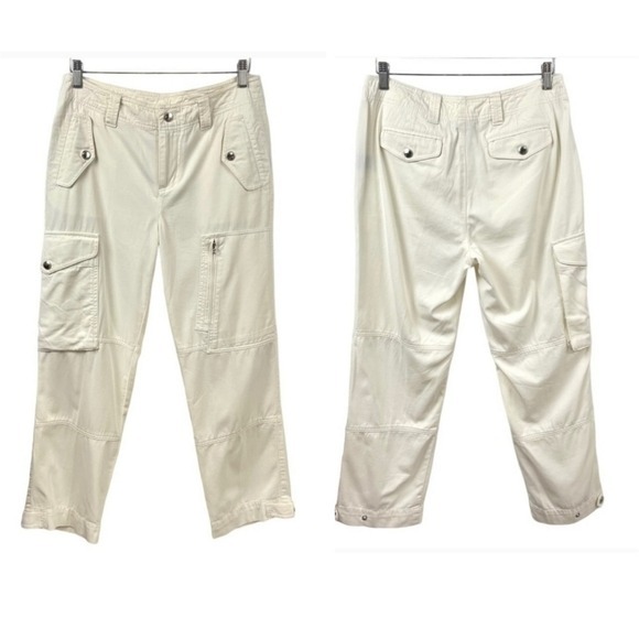 Lauren Ralph Lauren Cargo Pants Cotton Ivory with Snaps & Pockets 22W