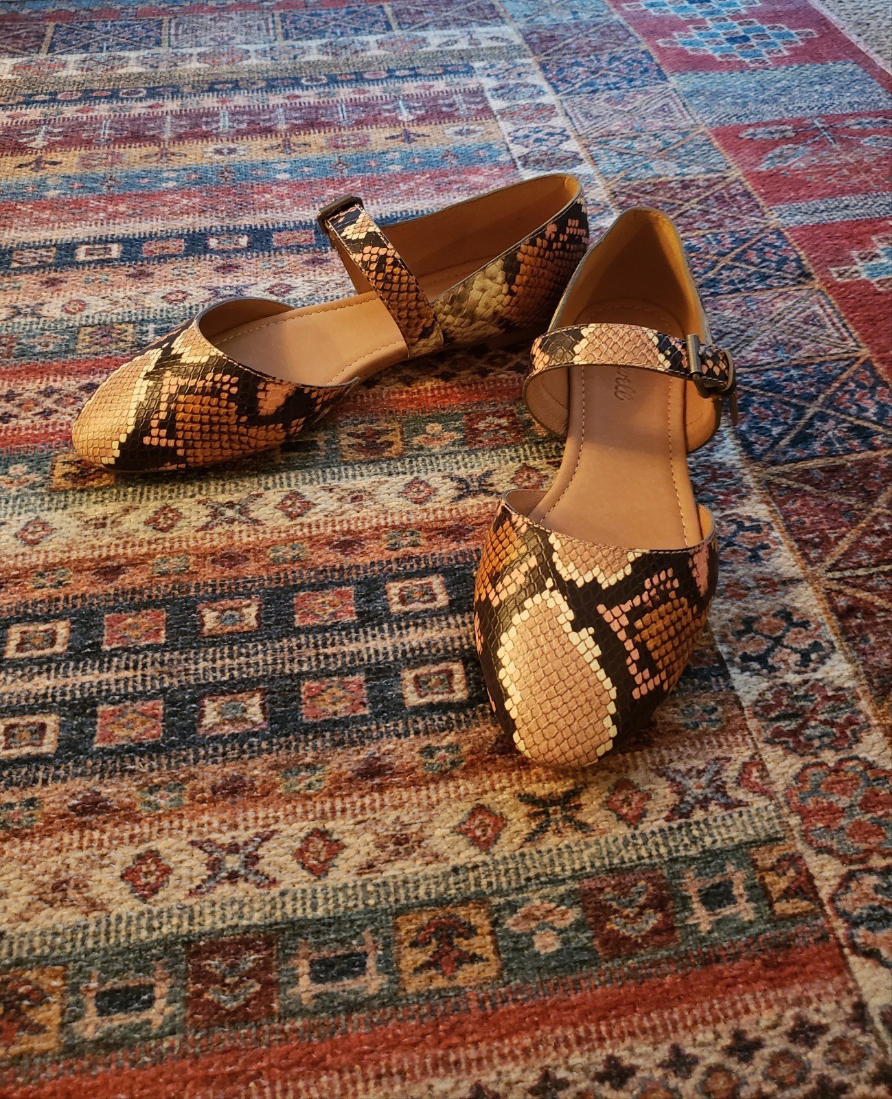 Snakeskin Embossed Leather Mary-Janes