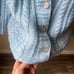 Blue Wool Handcrafted V neck button down Cardigan sweater SZ: M
