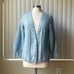 Blue Wool Handcrafted V neck button down Cardigan sweater SZ: M
