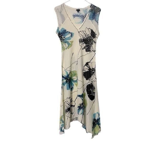 Komarov Floral Sleeveless Midi Dress Charmeuse Size Large
