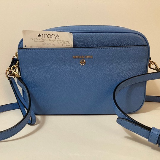 MICHAEL KORS Lg EW Camera Crossbody Bag South Pacific Blue Leather