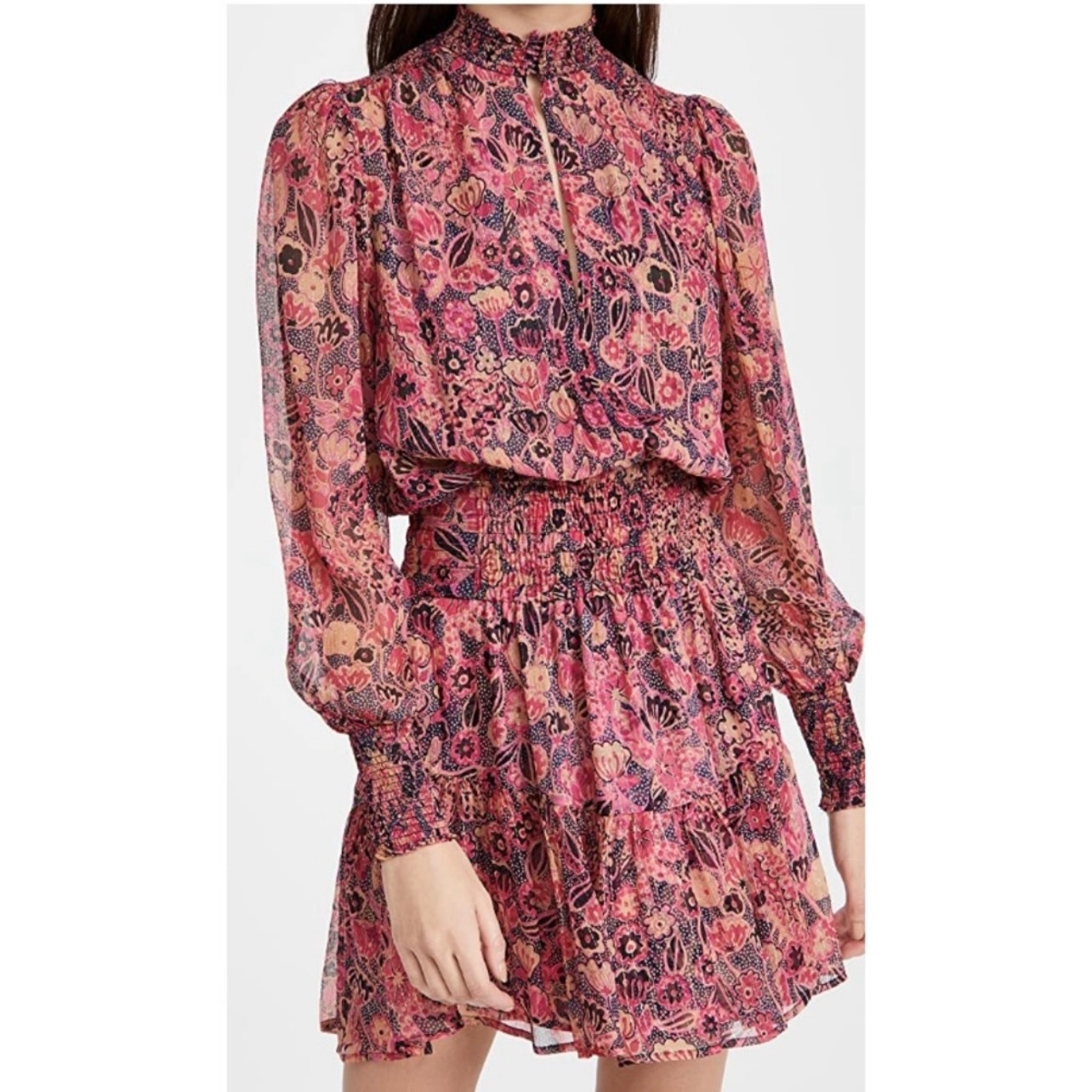 A.L.C. Silvie silk mini pink floral Dress size 6 C0