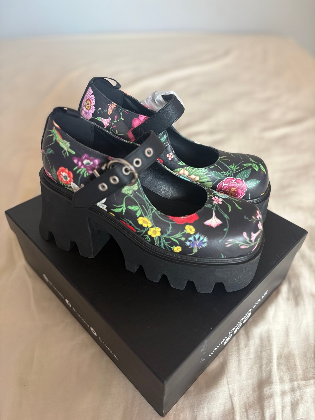 Generation Kiss Vegan Leather Clear Strap Studded Wedge