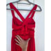 Betsy & Adam Long Red Formal Prom Dress with Mesh Cut Outs, Sleeveless, Size 0