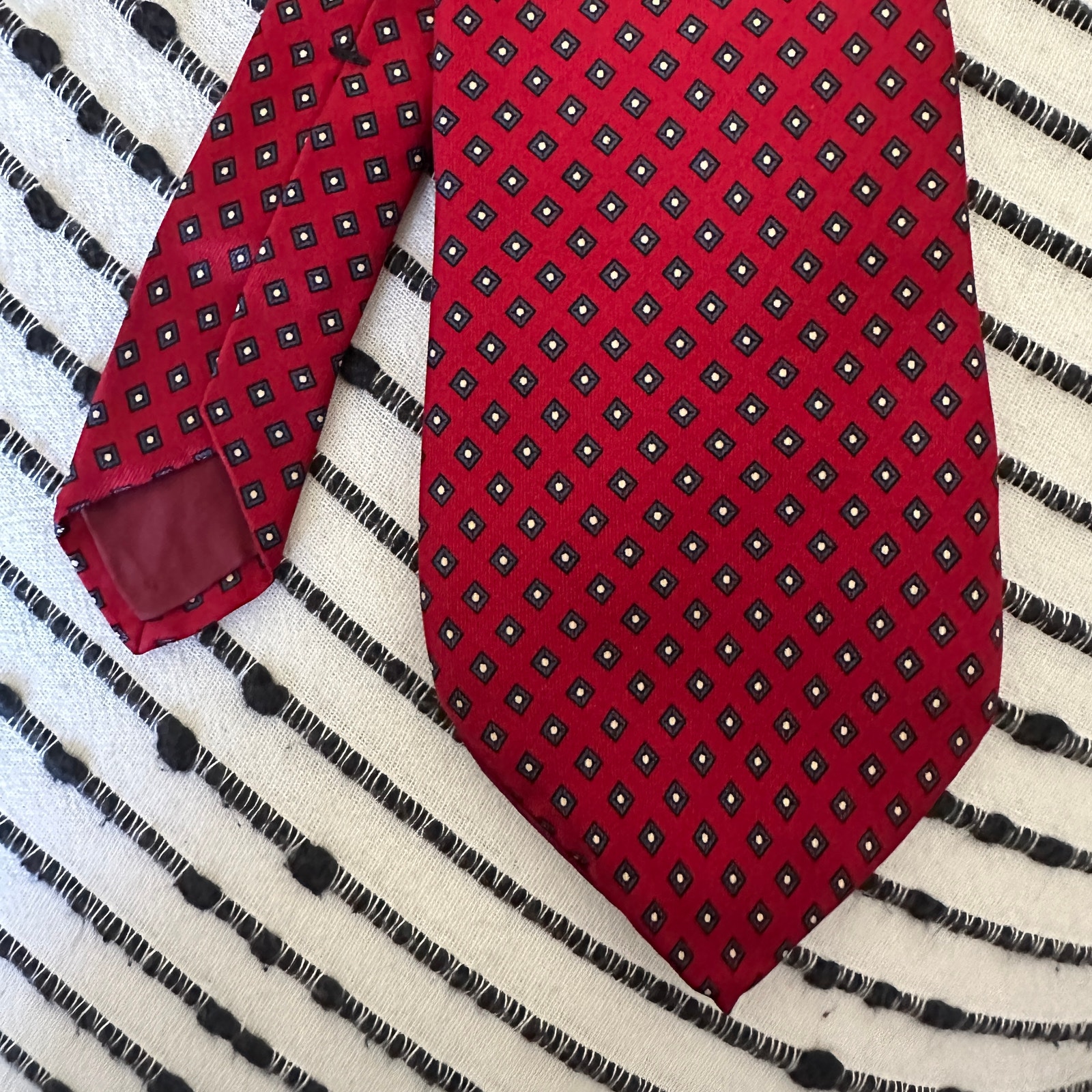 Yves Saint Laurent | Vintage Red Silk Necktie with Diamond Motif