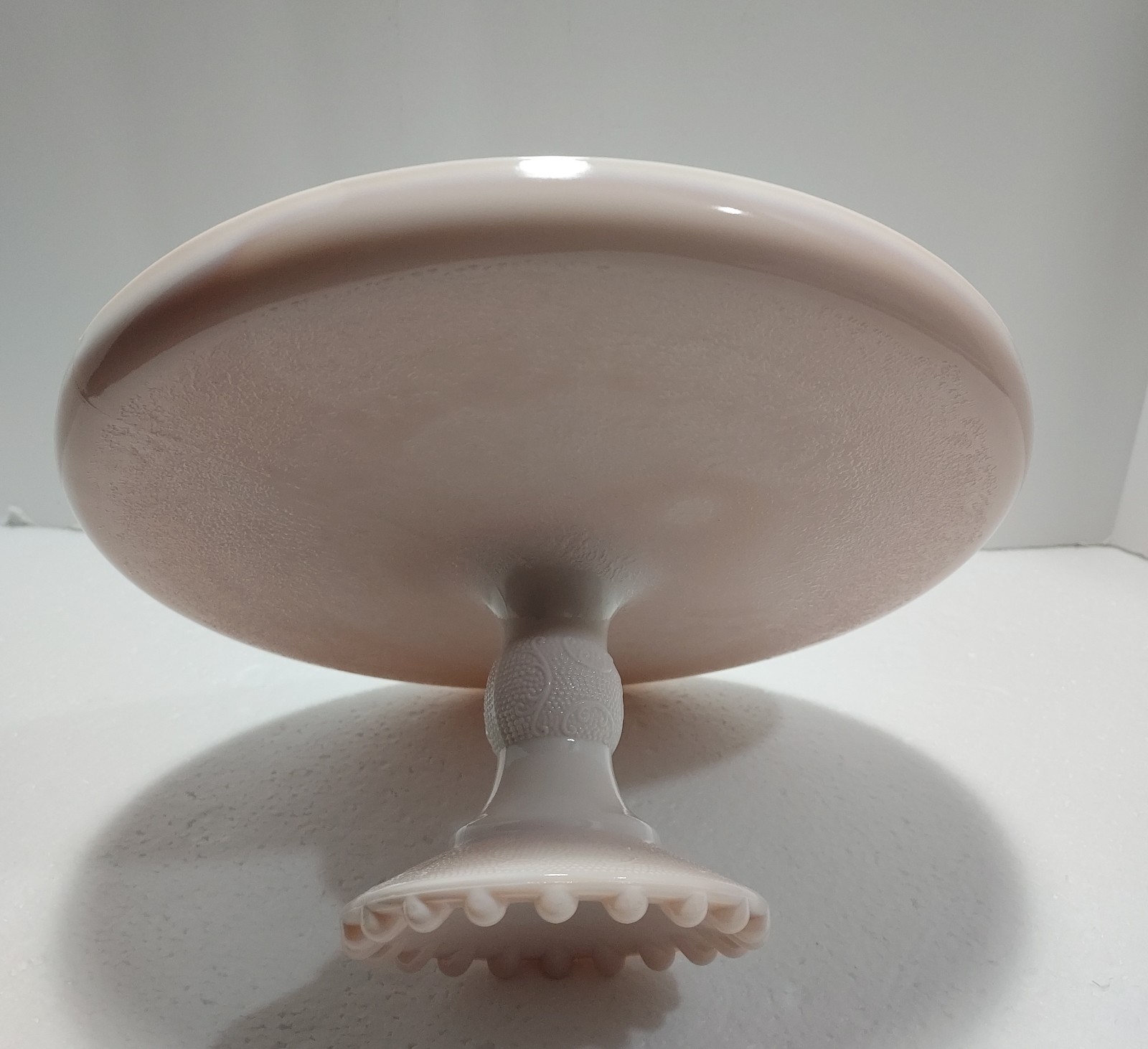 Jeanette Pink Milk Glass store Cake Stand
