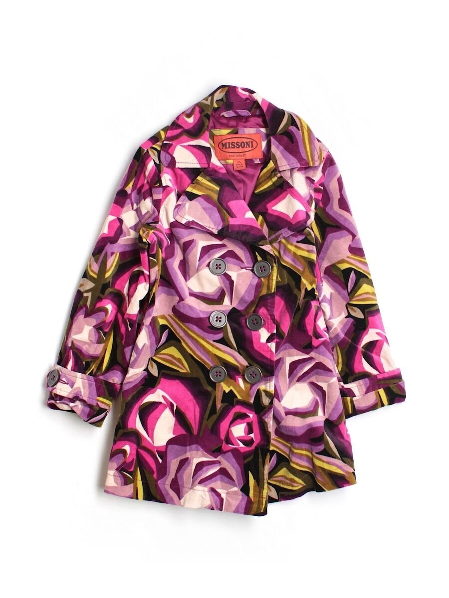 Little Girls Missoni for Target Floral Velvet Button Purple Pink Peacoat 18/24M