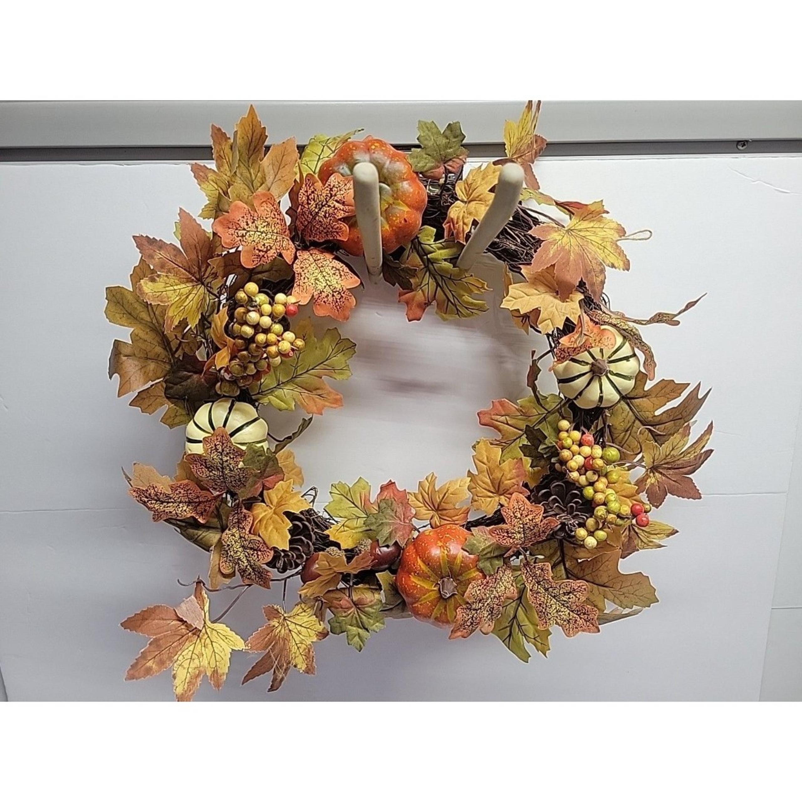 Fall Wreath for Front Door 12” Fall Wreath with Pumpkins Berries Leaves - Avon