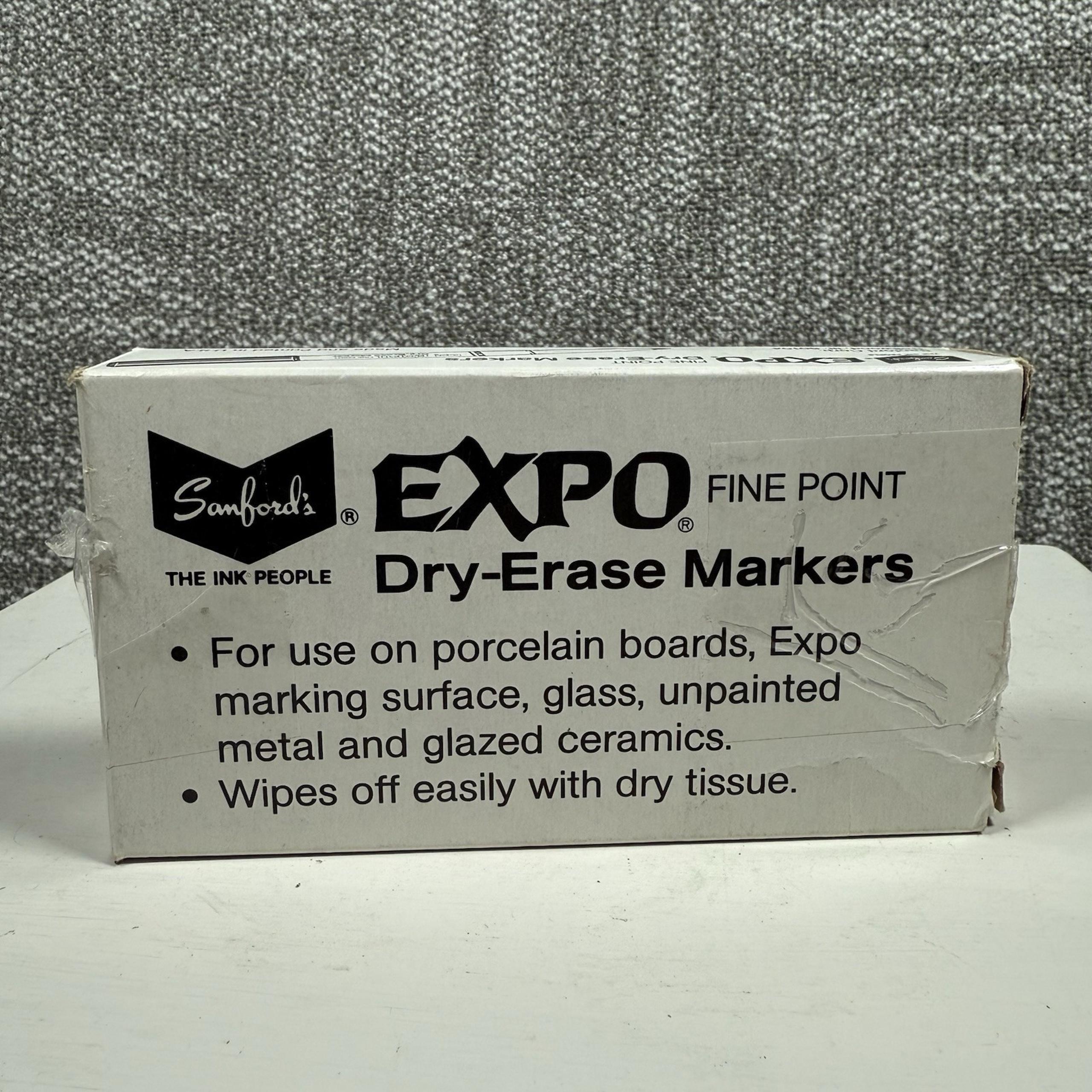 Vintage Sanford Expo Markers Dry Erase Fine Point Blue 8 Pack Tested Open Box