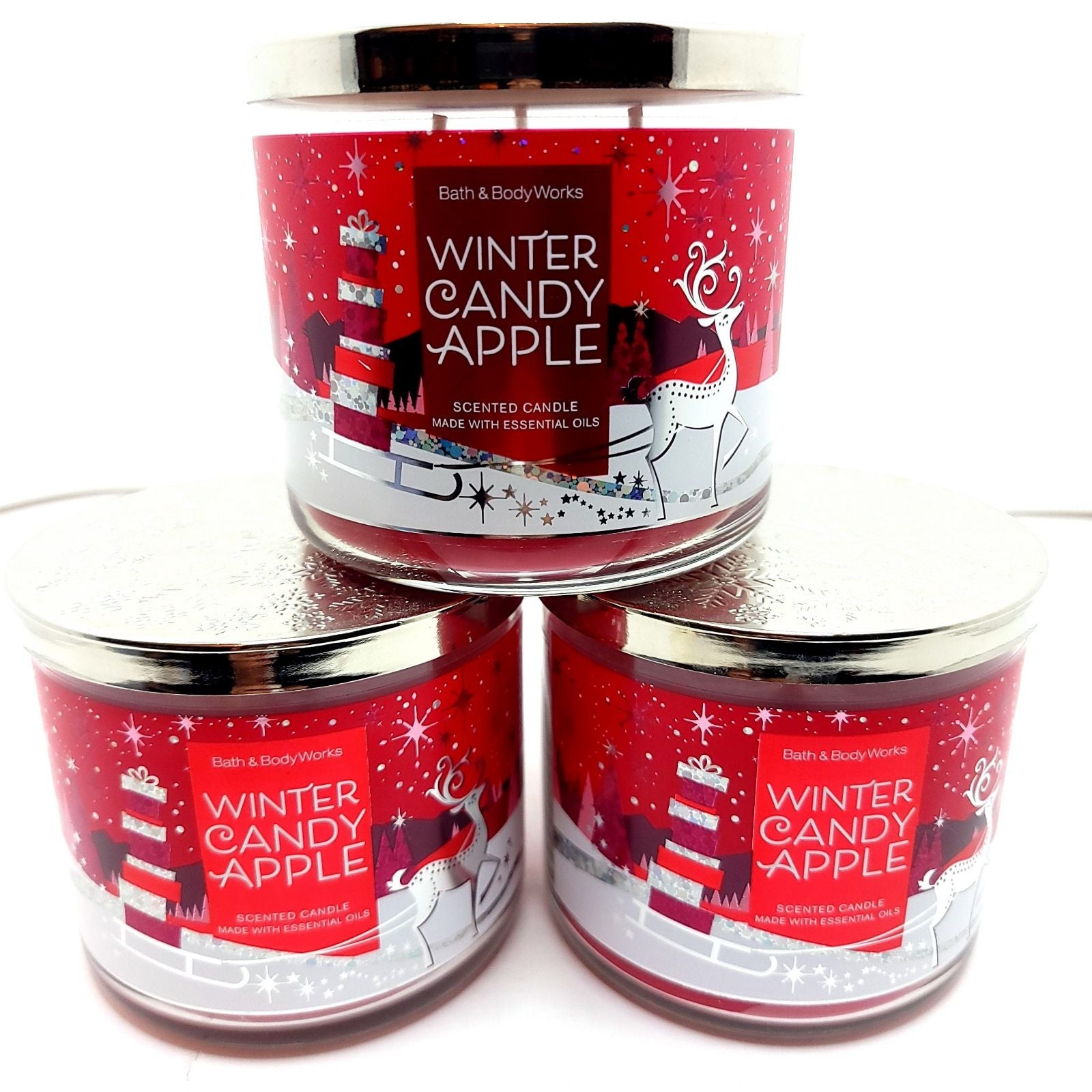 Winter Candy Apple 3-wick Candles Bath and Body Works 3 count large