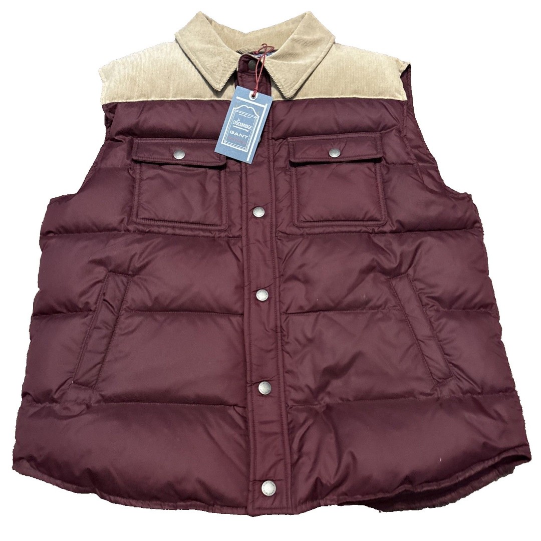 Gant By Michael Bastian Puffer Burgundy Stockbridge Down Corduroy Vest Men’s L