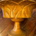 Hand Carved Leaves Wooden Pedestal Fruit Bowl Vintage Wood Container Decor