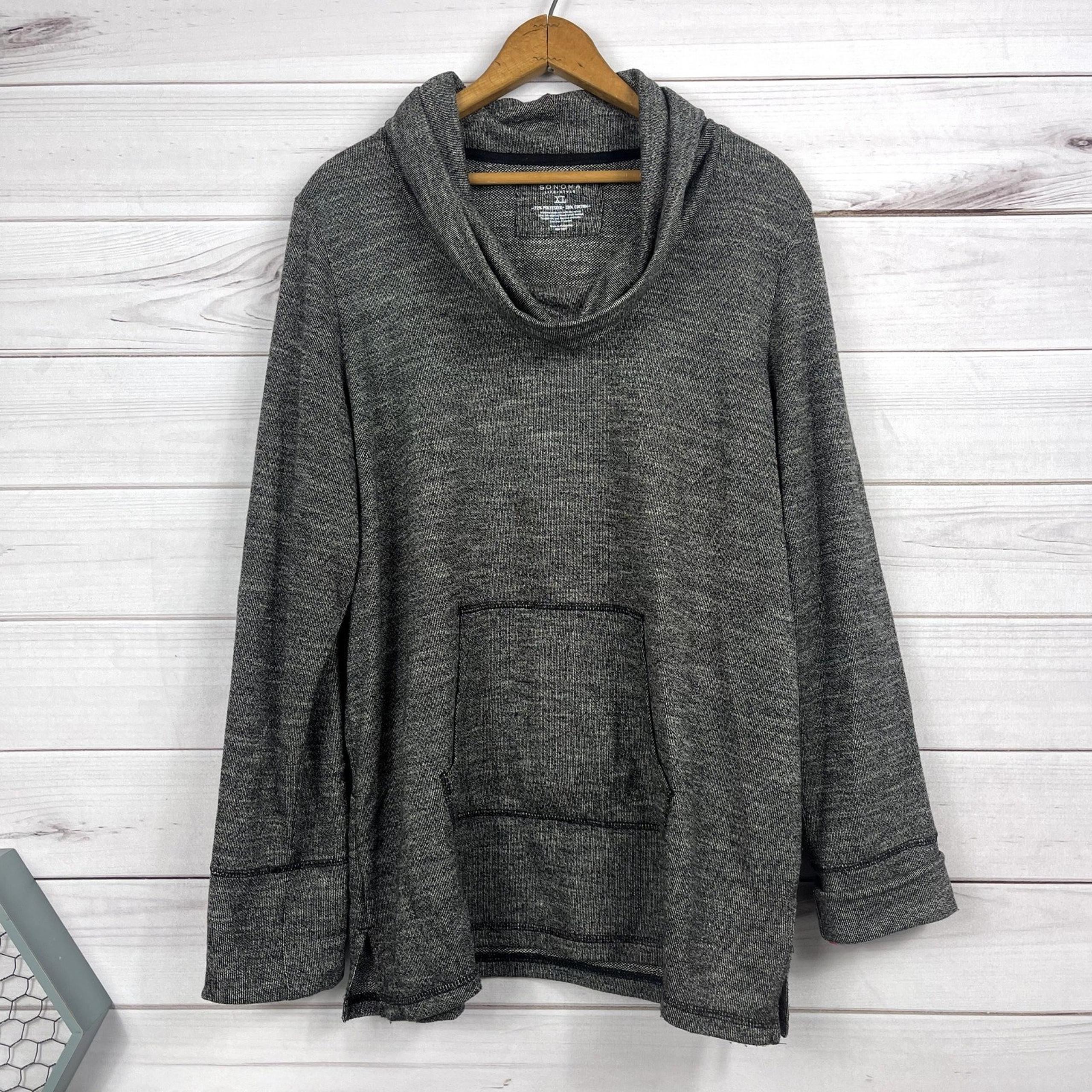 Sonoma Womens Gray PullOver Sweatshirt Mock Neck Size XL