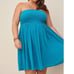 New Torrid 5 (5X 28) Teal Blue Smocked Terry Cloth Swim Cover Up Beach Dress