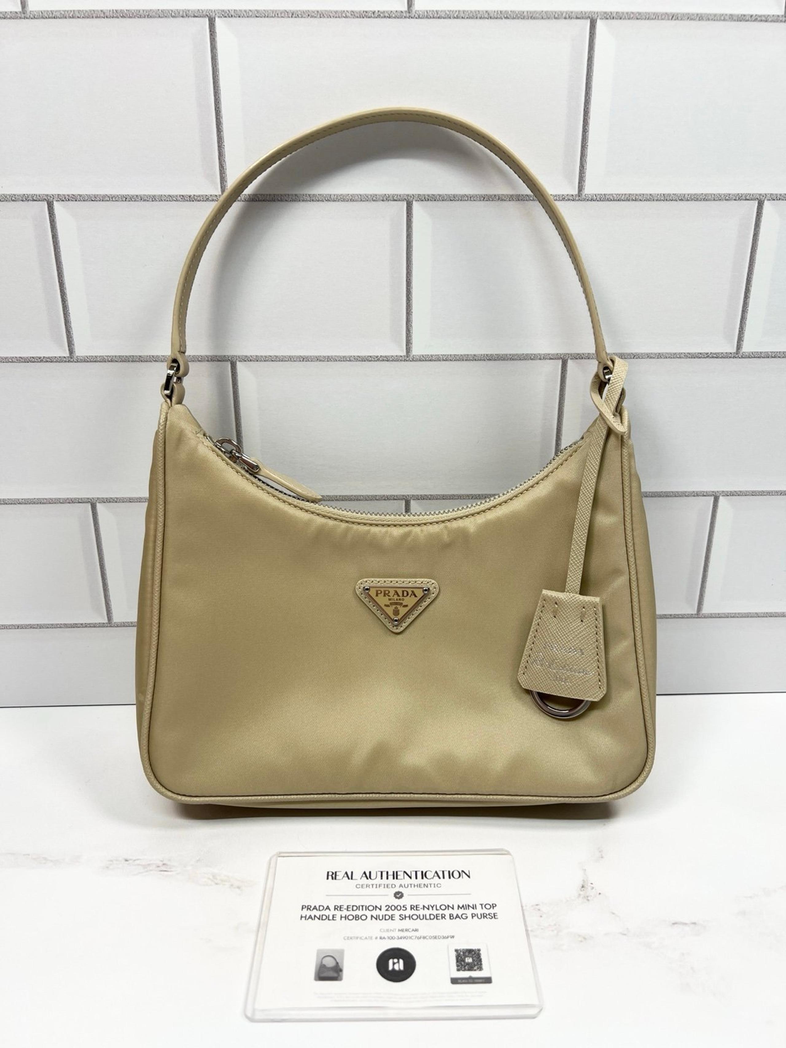 Prada Re-edition 2005 Re-nylon Mini Top Handle Hobo Nude Shoulder Bag Purse