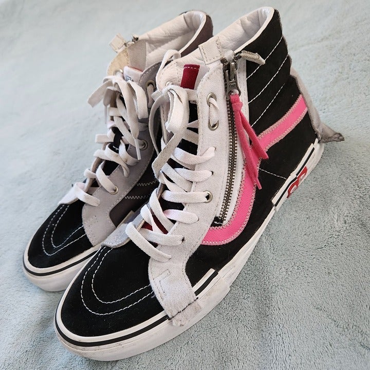 Van's Off the Wall Skateboard Shoes Hi Cap Black Azalea Pink for Men's Size 12