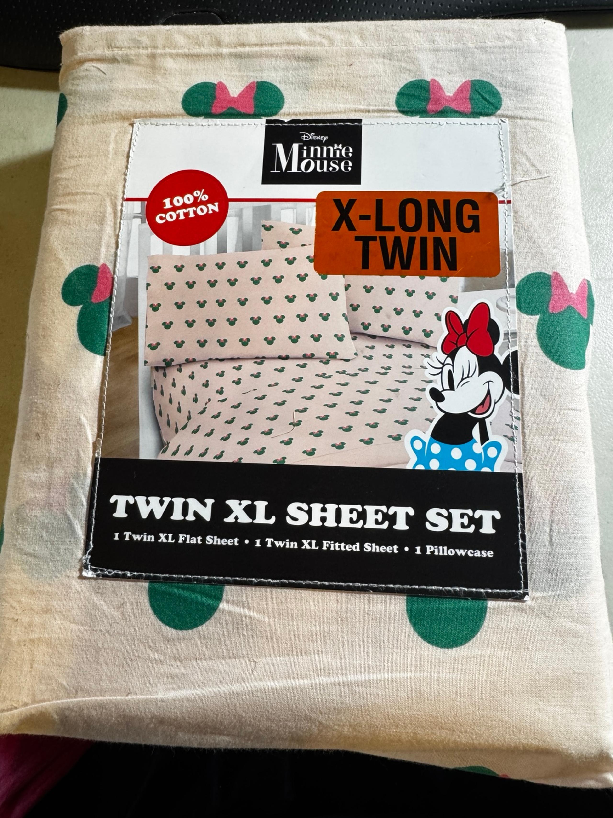 New Minnie Mouse Sheet Set Twin XL Pink Disney 3-Pc 100% Cotton Jay Franco X-Lon
