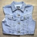 Vintage Peace By Piece Women's Denim Crop Vest Butterfly Medium