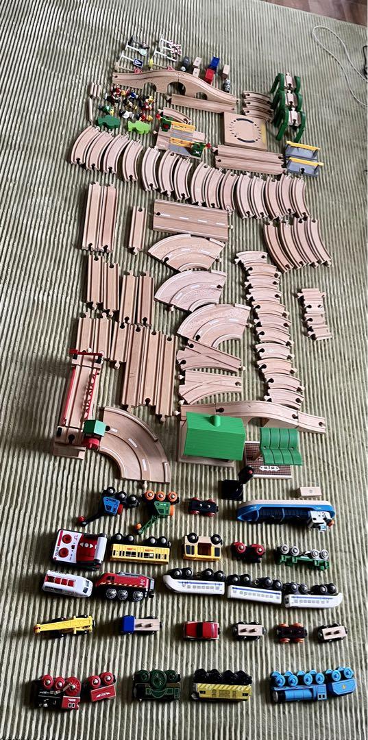 Wooden Train Set with Tracks and Accessories