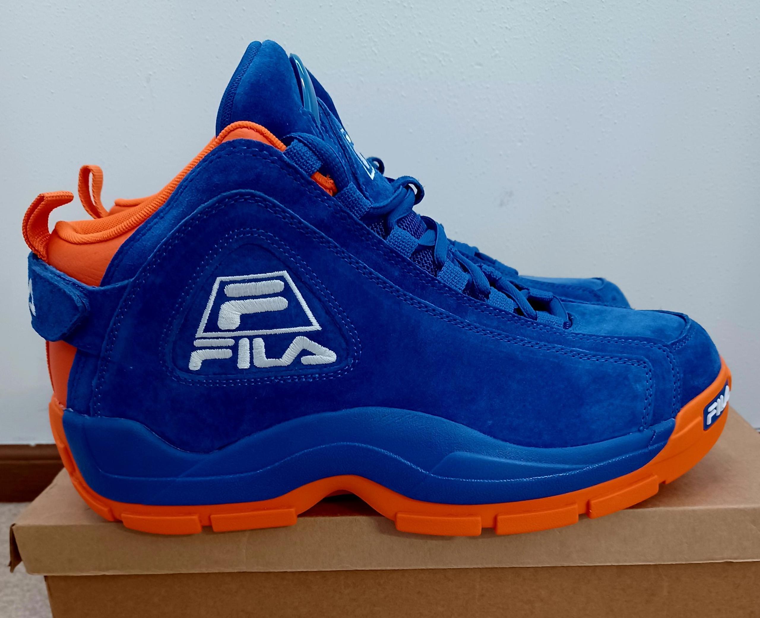 NEW Fila 96 Grant Hill 2 New York Knicks 1BM01798-423 Blue Suede/Orange Mens 11