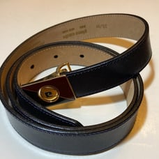 Vtg Pierre Cardin Black Cowhide Leather Belt 36/90 Logo Buckle