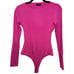 naked wardrobe Long Sleeve Cut Out Ruched Thong Bodysuit - Pink Size M