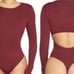 naked wardrobe Long Sleeve Cut Out Ruched Thong Bodysuit - Pink Size M