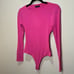 naked wardrobe Long Sleeve Cut Out Ruched Thong Bodysuit - Pink Size M