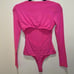 naked wardrobe Long Sleeve Cut Out Ruched Thong Bodysuit - Pink Size M