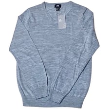 H&M Mens Grey Small V Neck Sweater Pure Merino Wool