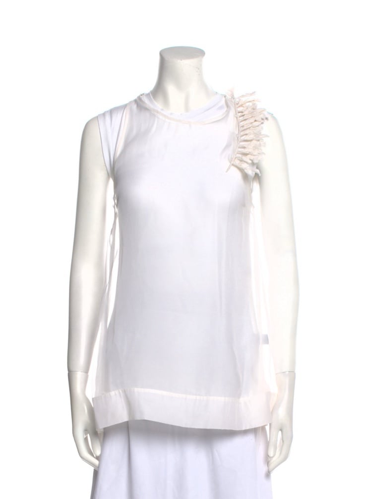 Brunello Cucinelli Silk Top •Sleeveless with Crew Neck NWT 1495
