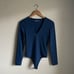 Abercrombie & Fitch Soft A&F Long Sleeve Seamless V-Neck Bodysuit in Blue