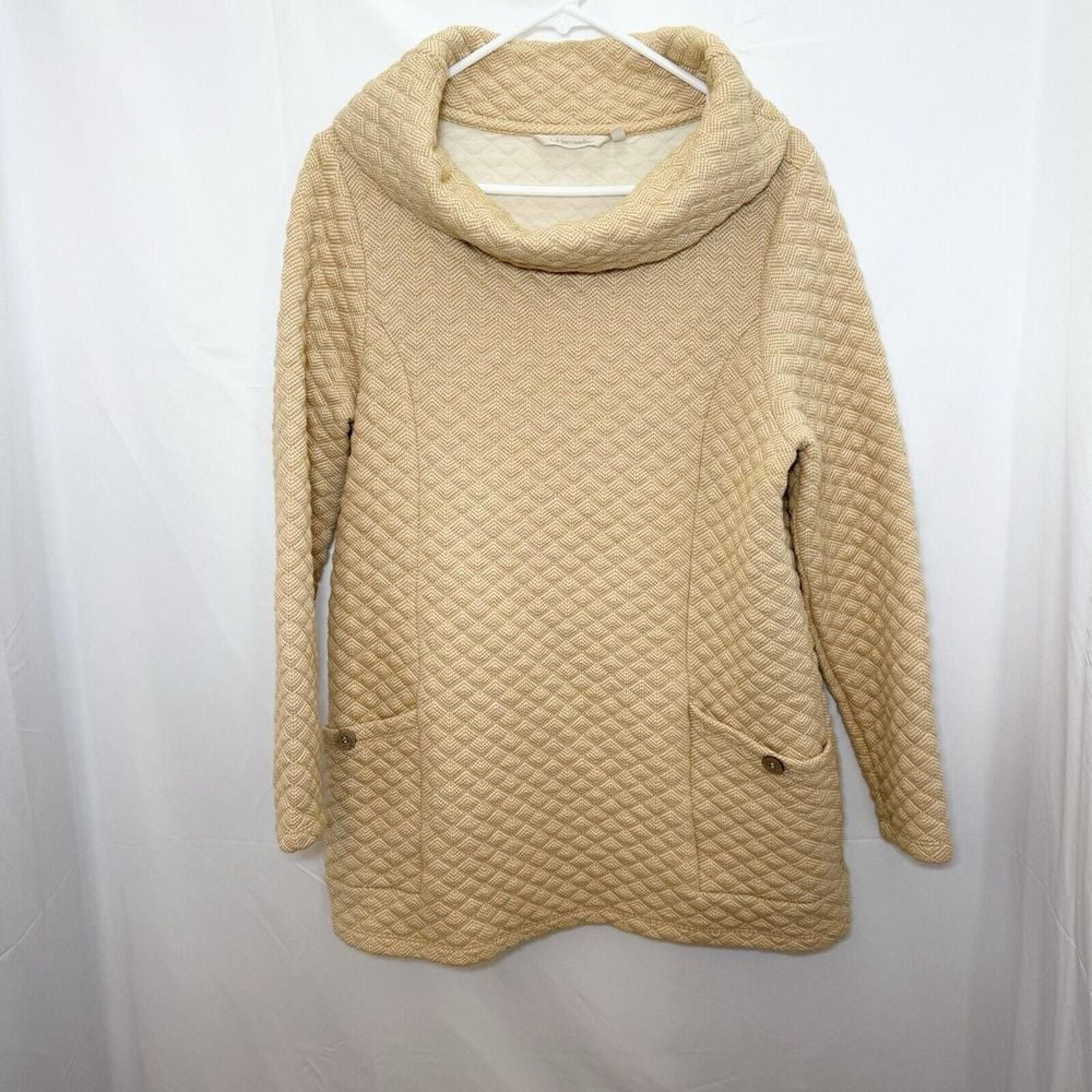 Soft Surroundings Shelby Quilted Tunic Sweater Turtleneck Size Large Yellow