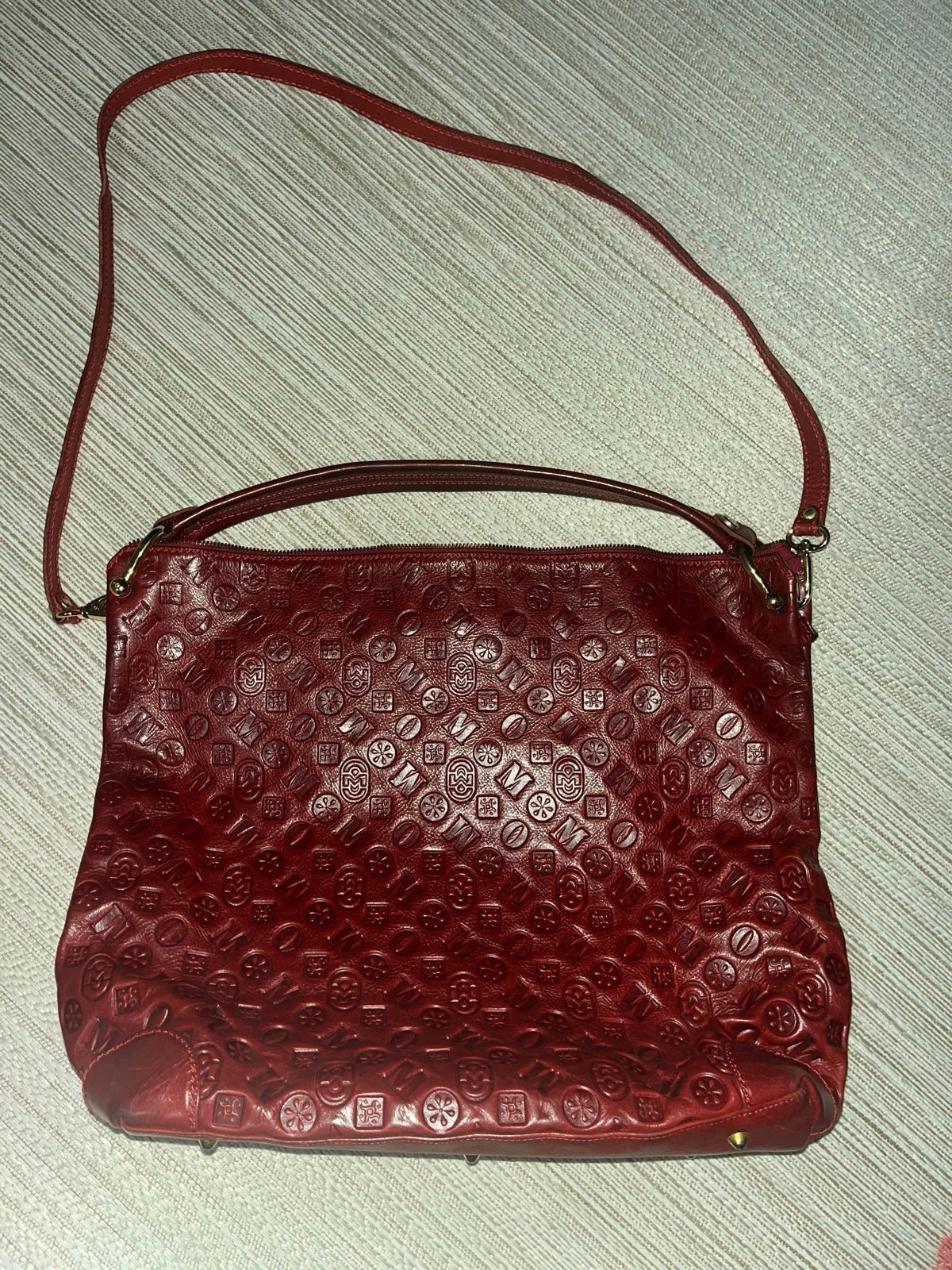 Authentic Marino Orlandi red leather bag STYLE 4056