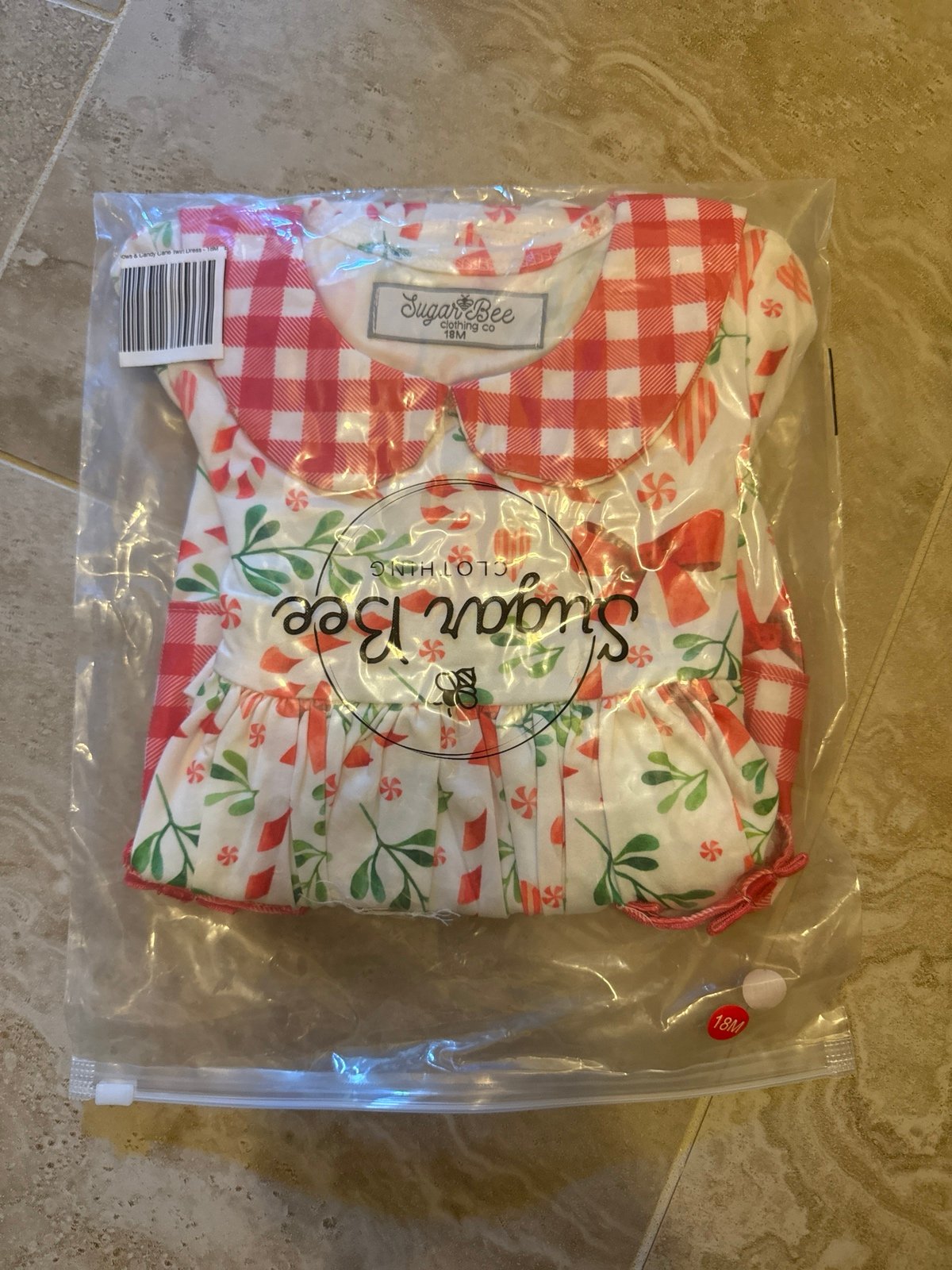 Nib nwt sugar bee candy cane clothing dress girls baby Christmas holiday bows