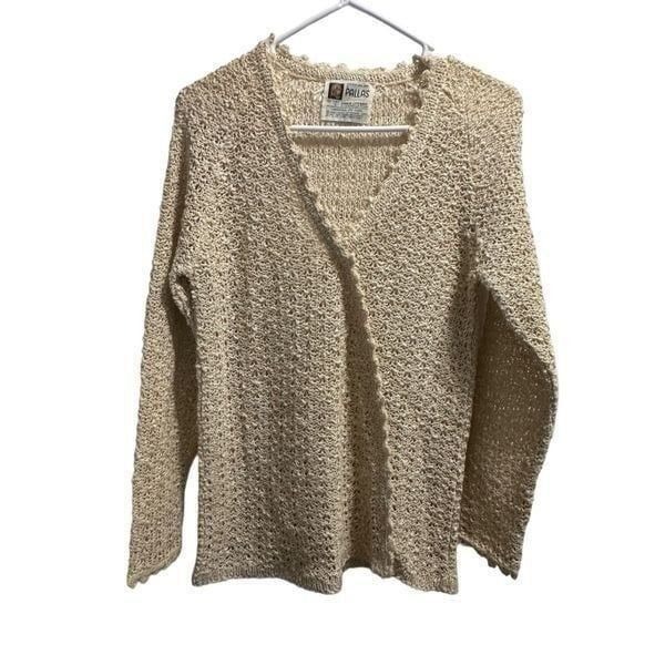 Pallas Original Hand Loomed 100% Pure Irish Linen Cream Sweater L