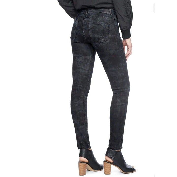 True Religion Casey Low Rise Super Skinny Jeans Size 28 Camo Stretch Denim New