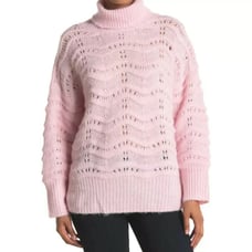 FRNCH Paris Pink Cable Knit Turtleneck Sweater