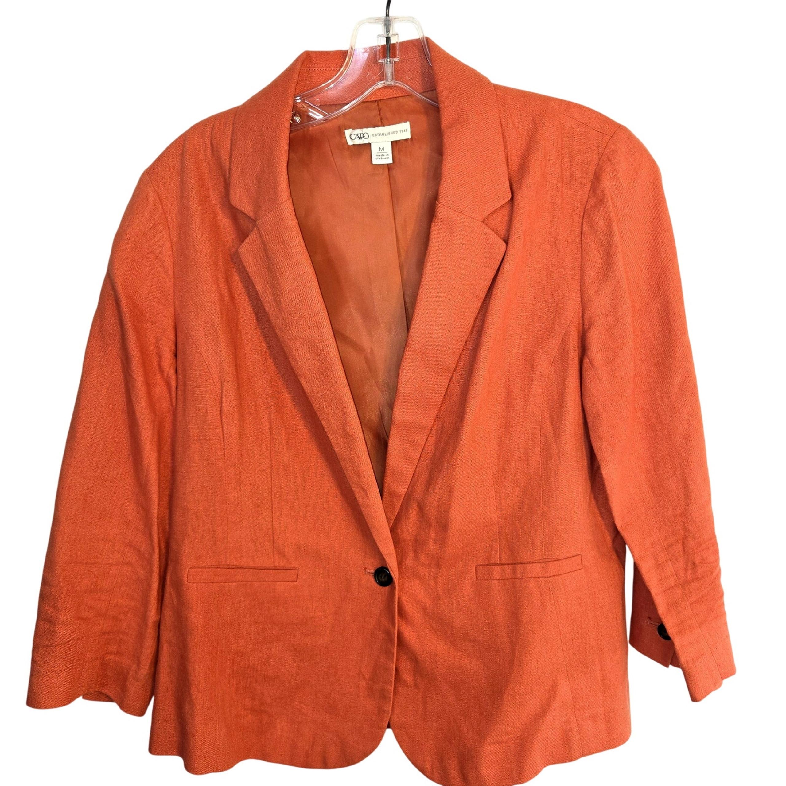 Cato M Women's Blazer Orange Suit Coat Misses Size 8 10 Jacket Medium