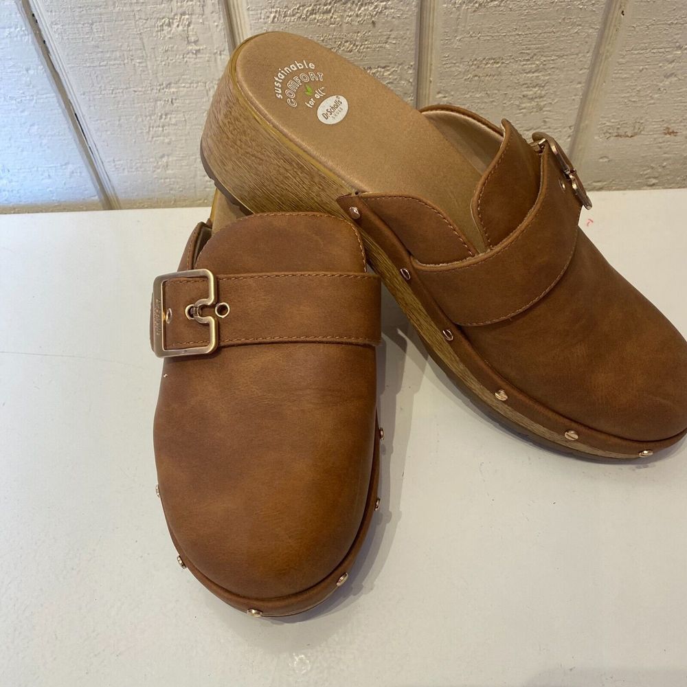 Dr. Scholl's Cassidy Women's Brown Leather Slip-On Classic Platform Clogs US 9M