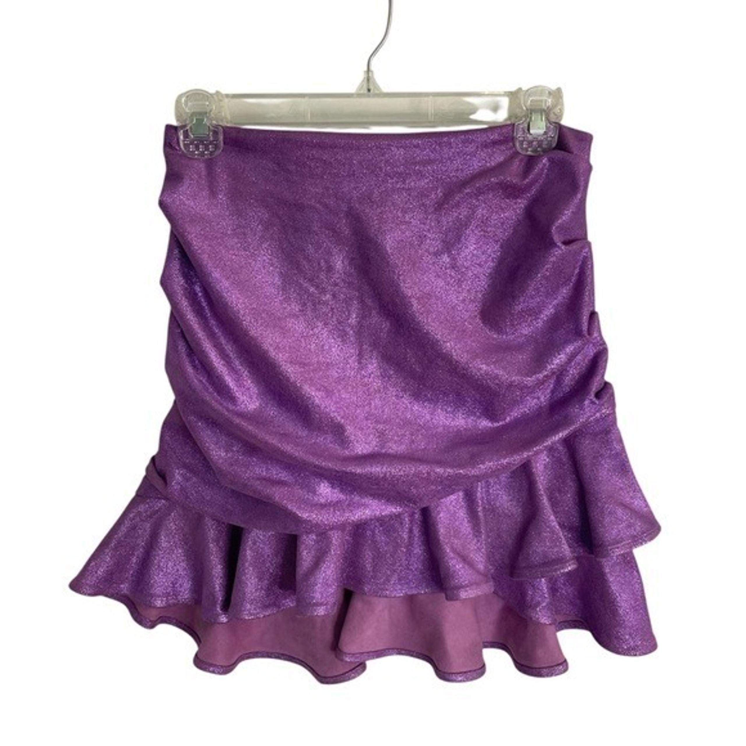 Lovers + Friends Ava Purple metallic ruffle mini skirt REVOLVE Size Small glam